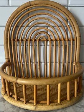 Vintage Rattan Rainbow Wall Basket | Boho Bamboo Arch Wall Pocket